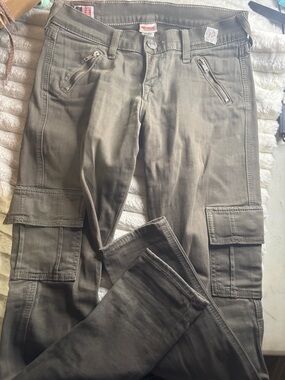 True Religion Olive Green Cargo Jeans